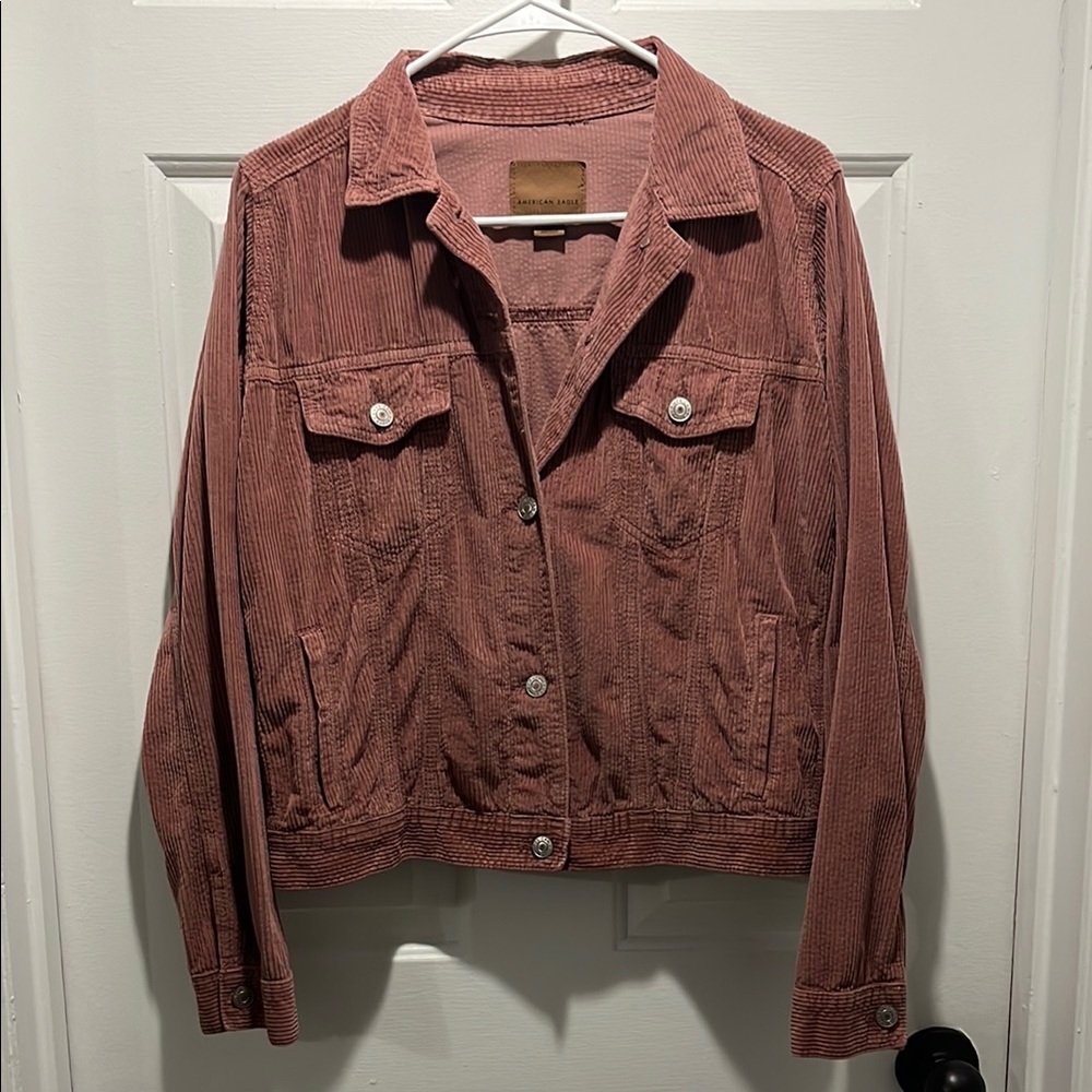 American Eagle Outfitters Brown/Orange Corduroy Cropped Jacket